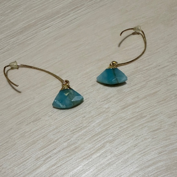 3/$10 Boho Turquoise Stone Gold Dangle Earrings - Picture 5 of 5